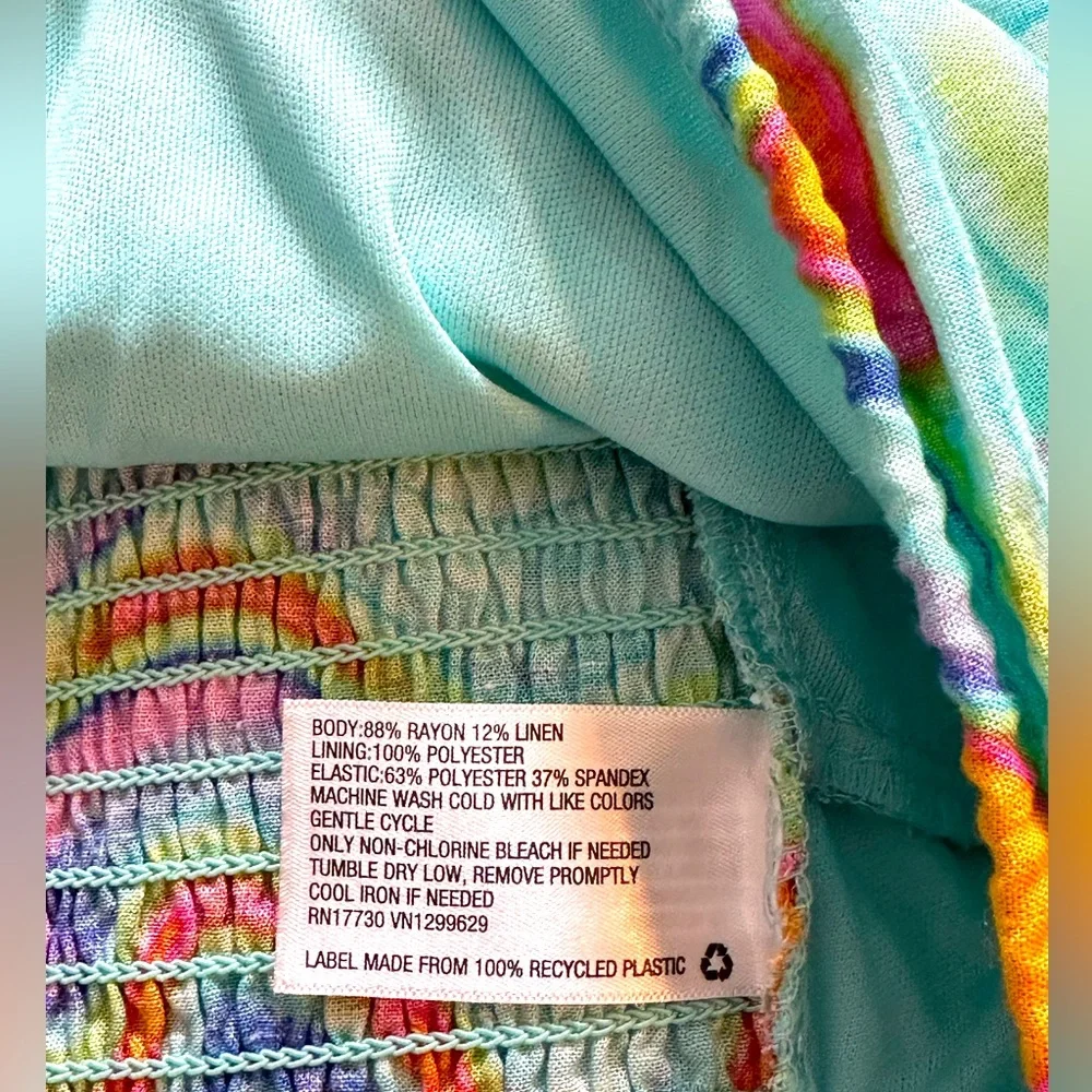 Wild fable Aqua Blue Swirl Keyhole Halter Bandeau Top Elastic Back XXL